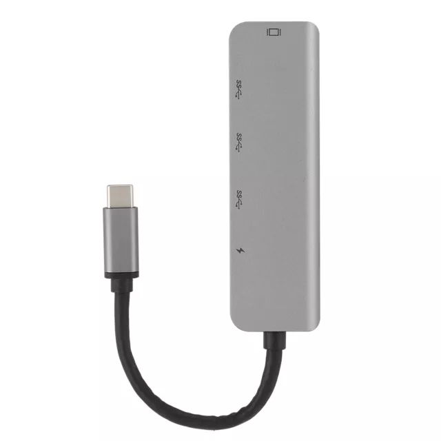 5in1 USBC To TypeC 3 USB 3.0 Hub Ethernet Mini SDTF OTG Adapter For Thu OBF