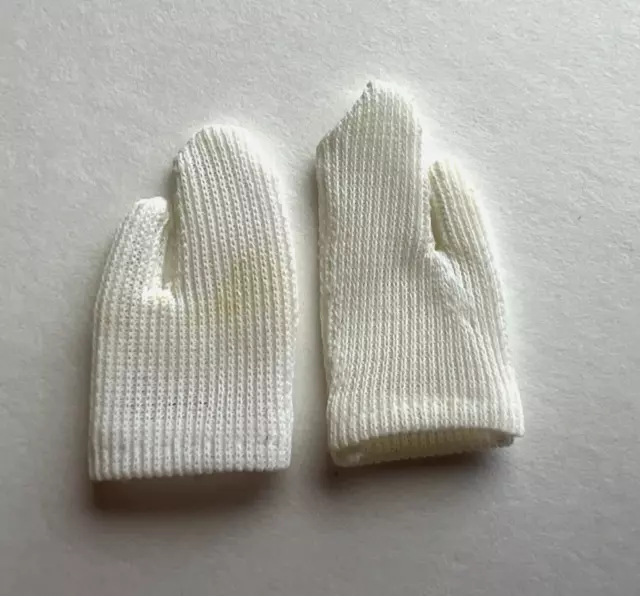 Vintage Barbie Doll White Tricot Gloves Original Short Gloves 1960s, Good,