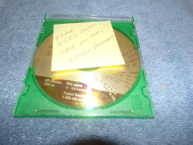 Fema IS22 Course "Are You Ready?" Citizen Preparedness CD