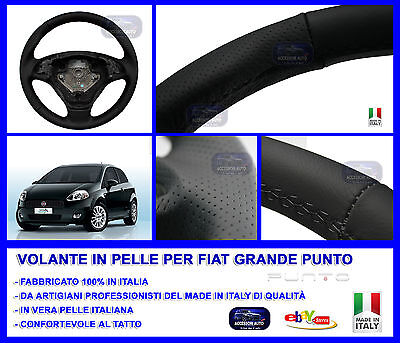 Volante Rivestito  Vera Pelle Fiat Grande Punto Made In Italy Sterzo Manubrio