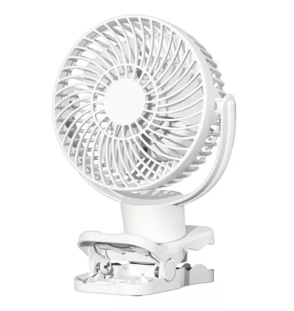 White USB Portable Fan with LED Light, Remote Control for Caravan RV Camping 12V