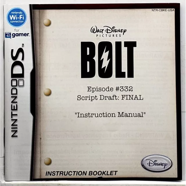 (Manual Only) Bolt - Nintendo DS Authentic Instruction Booklet Game Cartridge