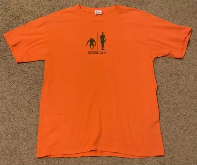 Vintage Pearl Jam Orange Binaural Tour DNA Man 2000 Concert Shirt Size Large USA