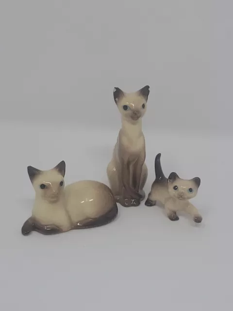 ⚜️Set of 3 Vintage Hagen Renaker Miniature Siamese Cats RETIRED/RARE