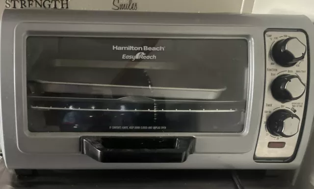 Hamilton Beach - Easy Reach Toaster Oven with Roll-Top Door - Silver