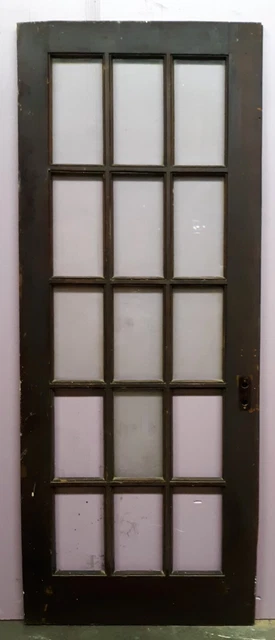29"x78" Antique Vintage Old Wood Wooden Exterior French Door Window Wavy Glass