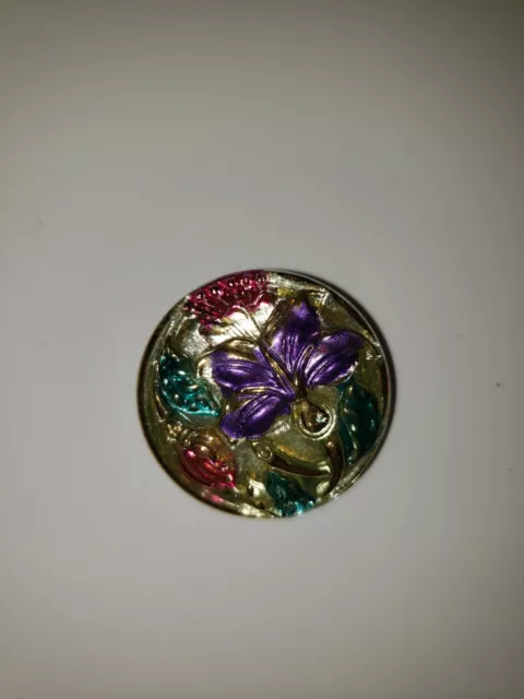 Czech Floral Glass Button