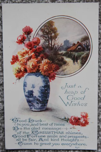 Early 1900's Heap of Good Wishes Christmas Postcard Wildt and Kray London