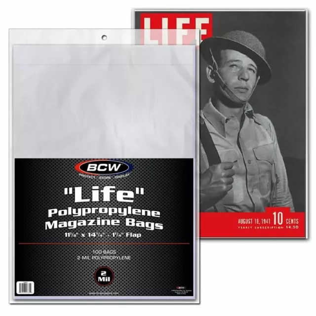 Pack of 100 BCW Life Magazine Sized Bags (1-MAG-L)