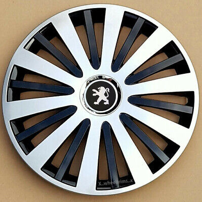 Brand new black/silver 15" wheel trims to fit Peugeot 207 (Quantity 4 )