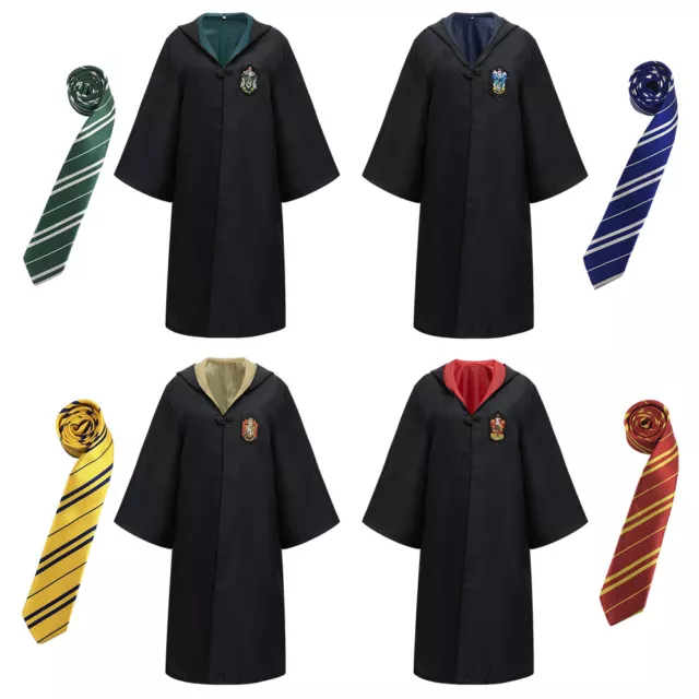 Harry Potter Gryffindor Slytherin Hufflepuff Kostüm Robe Mantel Umhang Krawatte* 2