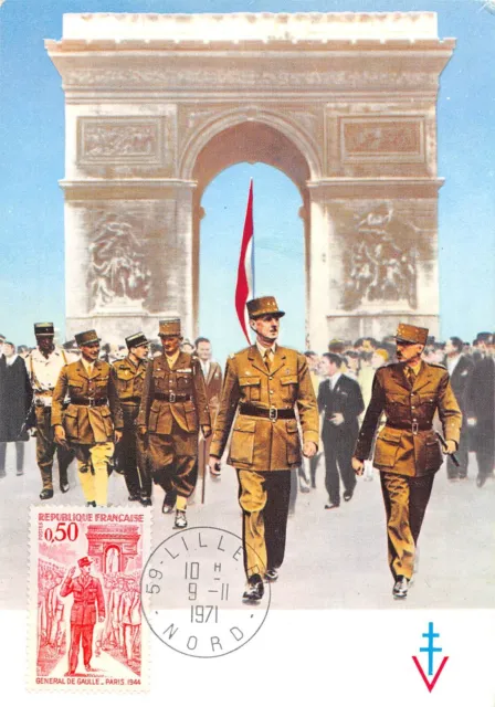 Card Maximum FDC France General de Gaulle Paris November 1971 n1