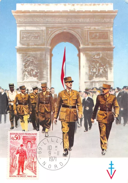 Card Maximum FDC France General de Gaulle Paris November 1971 n1