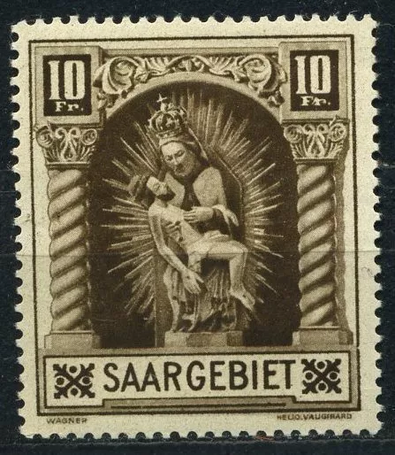 Saargebiet 10 Fr. Madonna 1925** Plattenfehler geprüft (S6534)