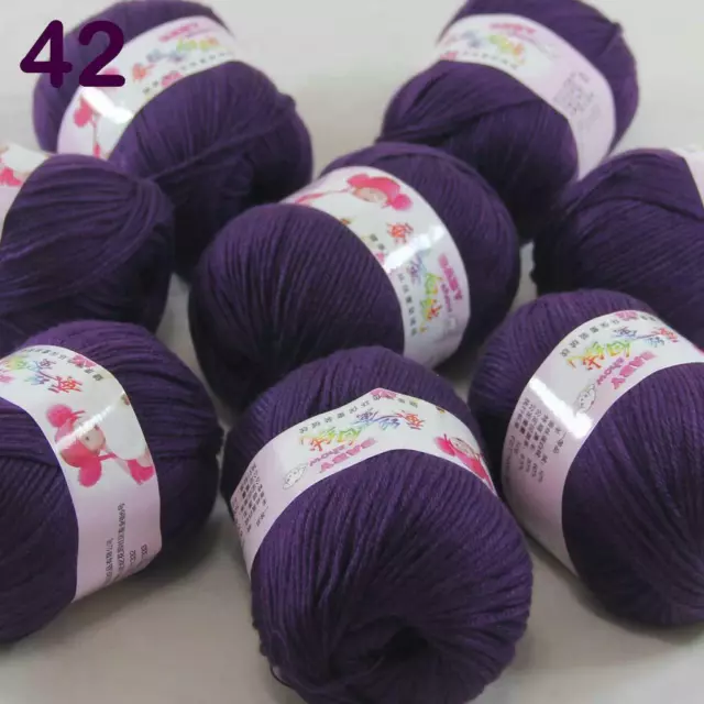 Sale 8 ballsx 50gr DK Baby Soft Cashmere Silk Wool Hand Knitting Crochet Yarn 42