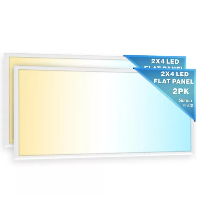 2 Pk 2x4 LED Flat Panel Light Fixture Selectable Color Temperature 4000K/5000...