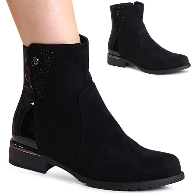 Femmes Velours Bottines Vernis Bottines Cheville Bottines Paillettes