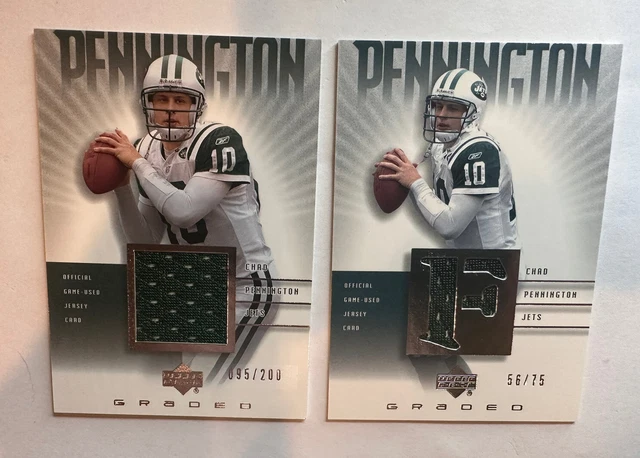 Chad Pennington 2002 Upper Deck UD Graded Jersey /50 SSP G5-CP + /200 G1-CP Lot