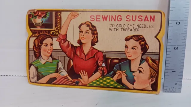 Vintage Sewing Needle Book “Sewing Susan” 1930's-1950's - Partial Needles