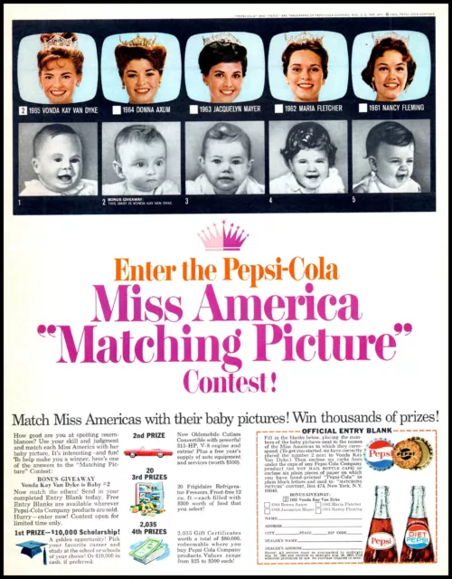 1965 Pepsi cola Miss America picture contest vintage photo print ad  (ADL6)