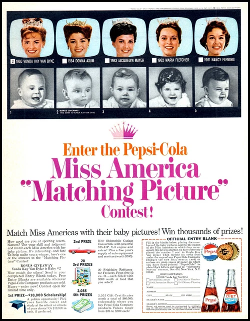 1965 Pepsi cola Miss America picture contest vintage photo print ad  (ADL6)