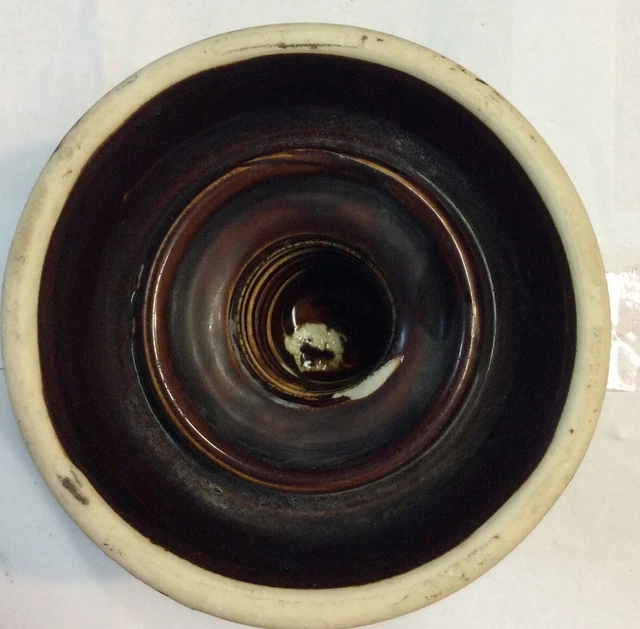 VTG Antique Insulator Ceramic Porcelain 3.5” Diameter Brown Color