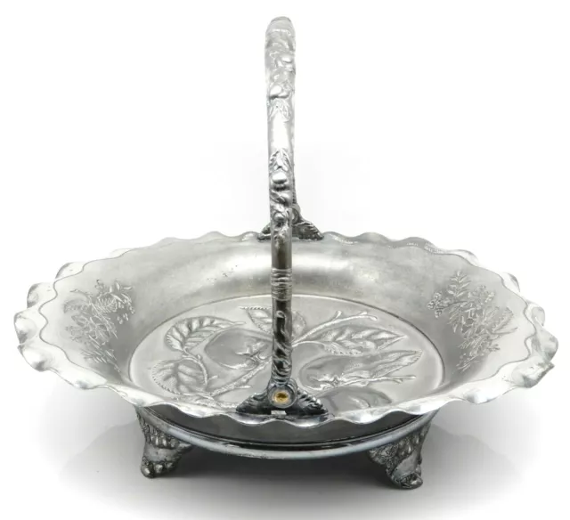 1890's Antique PAIRPOINT Art Nouveau Silver Plate Bride's Basket Repousse Fruit