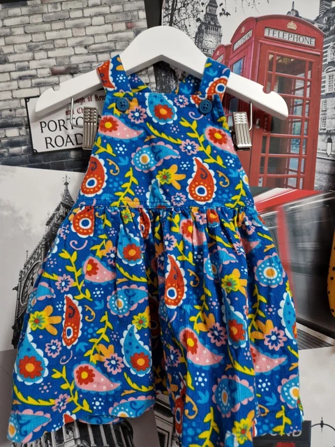 Baby Girls Frugi Pippin Cord Pinafore Pixie Paisley Age 6-12 Months