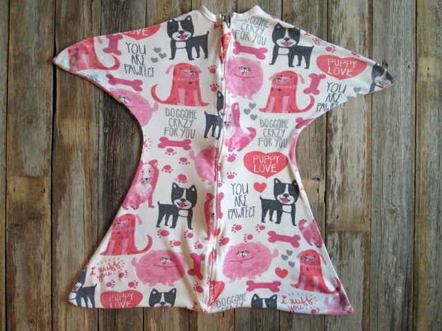 Saco de dormir Zipadee-Zip pañal bebé talla pequeña 3m-6m cachorro amor perro rosa rojo