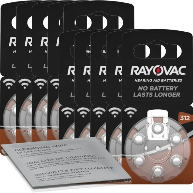 60 batterie per apparecchi acustici Rayovac Acoustic Special marroni 312,...