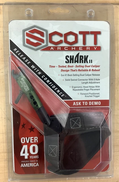 Scott Archery Shark II Dual Caliper Release -Green w/ Black Leather Strap-