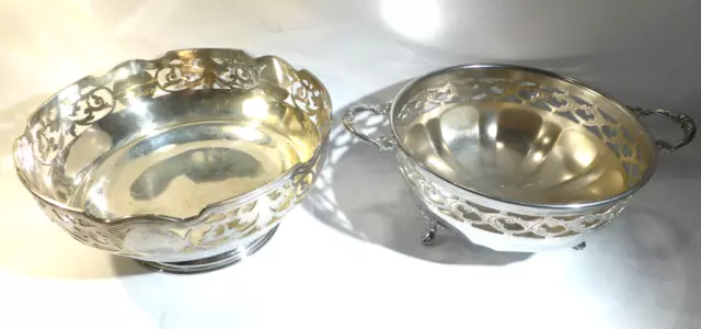 Two Silver Plate Serving Bowls c1950s Walker & Hall and Victorian Bowl