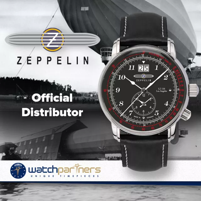 Zeppelin LZ126 Los Angeles Swiss Quartz Watch Big Date 42mm case Blk Dial 8644-2