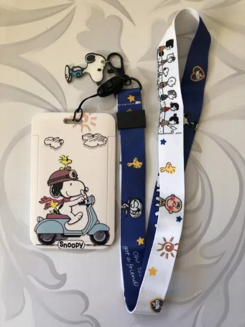 PEANUTS SNOOPY & Woodstock On Moped Lanyard & Id Holder Student