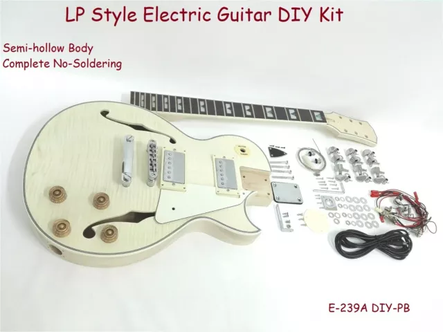 Semi-Hollow Body Electric Guitar DIY,No-Soldering,bolt neck,LP style 239PBDIY