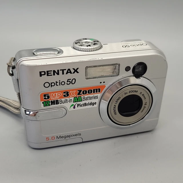 Pentax Optio 50 5.0MP Compact Digital Camera Silver Tested