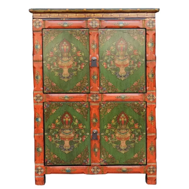 Chinese Tibetan Medium Cabinet w/Flora Paintings  (43-028)