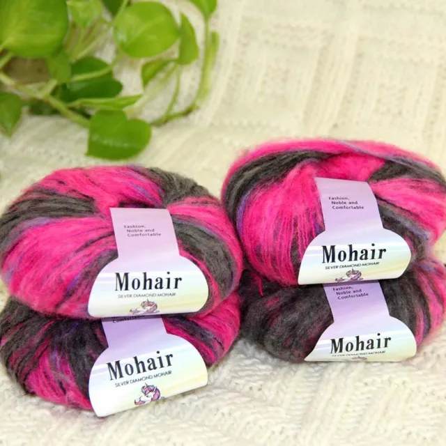 Sale 4BallsX25gr Fluffy Lace Mohair Warm Shawl Rugs Hand Knit Crocheted Yarn 58