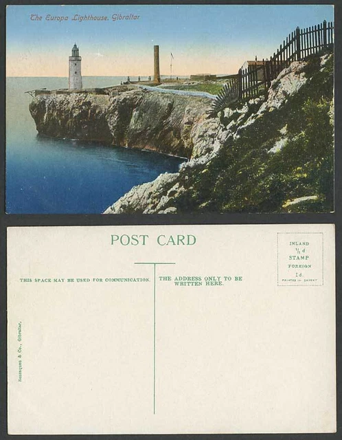 Gibraltar alte farbige Postkarte Der Europa Point Leuchtturm Le Phare Benzaquen Co.