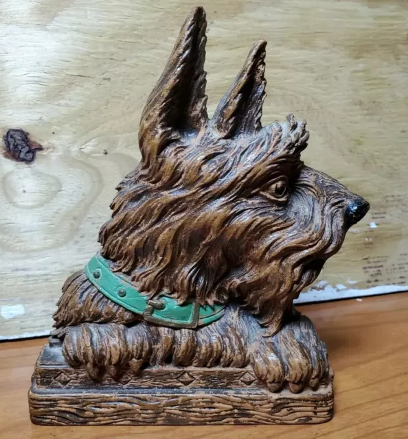 Vtg Syroco Wood Scottie Scottish Terrier Dog Brush Holder MCM Kitsch
