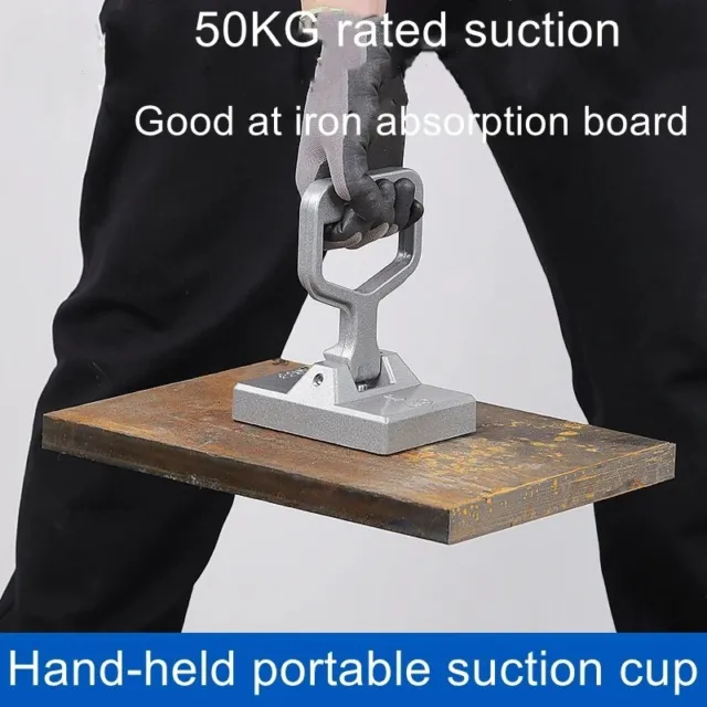 50KG Permanent Magnet Lifter Manual Lifting Handling Steel Plate Tool Flat Chuck