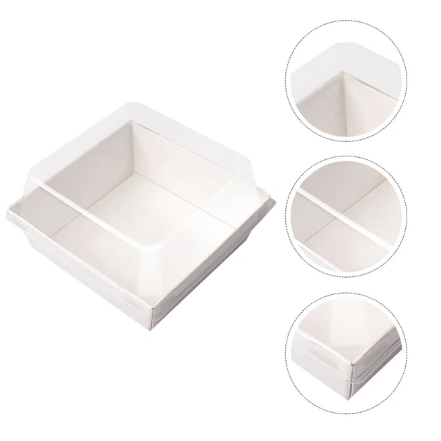 Caja de tartas plástico muffin caja regalo recipiente postre blanco