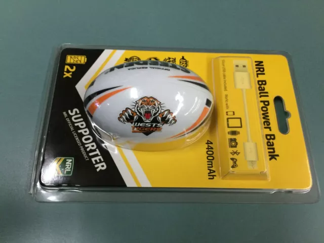 NRL Steeden Rechargeable Outdoor Phone Charger Powerbank WESTS TIGERS x 2-TRAVEL