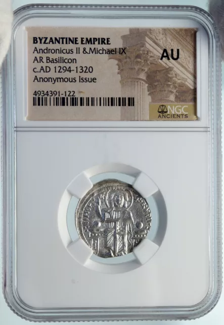 ANDRONICUS II PALAEOLOGUS Silver Basilicon Byzantine Coin CHRIST NGC i84254 3