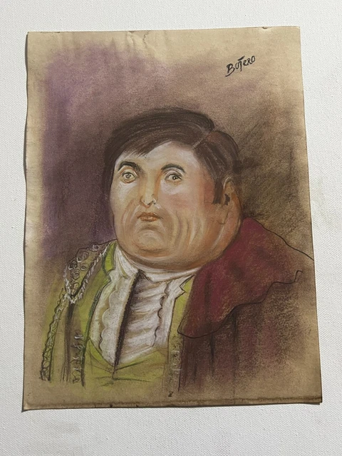 Fernando Botero Drawing on paper (Handmade) mixed technique vtg art