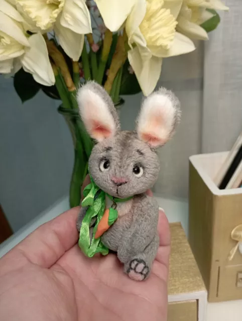 130❤️KLEINE LIEBCHEN❤️Teddy Hase 9,5 cm Handmade Künstlerteddy Unikat OOAK