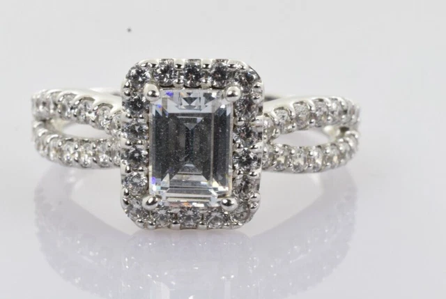 QVC Diamonique CZ Ring in Sterling Silver Size 8
