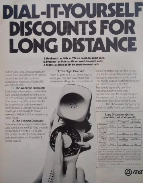 AT&T Bell Print Ad Original Vintage 1970s Rotary Telephone Dial It Yourself Disc