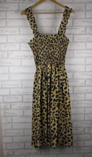 Lorraine womens a-line midi dress 18 brown leopard print strappy