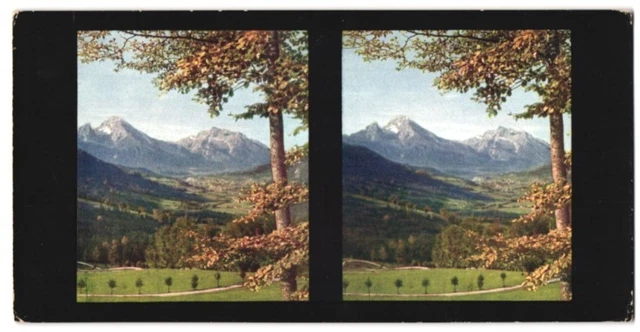 Stereo-Fotografie Fotograf unbekannt, Ansicht Berchtesgaden, Landschaftsmotiv a